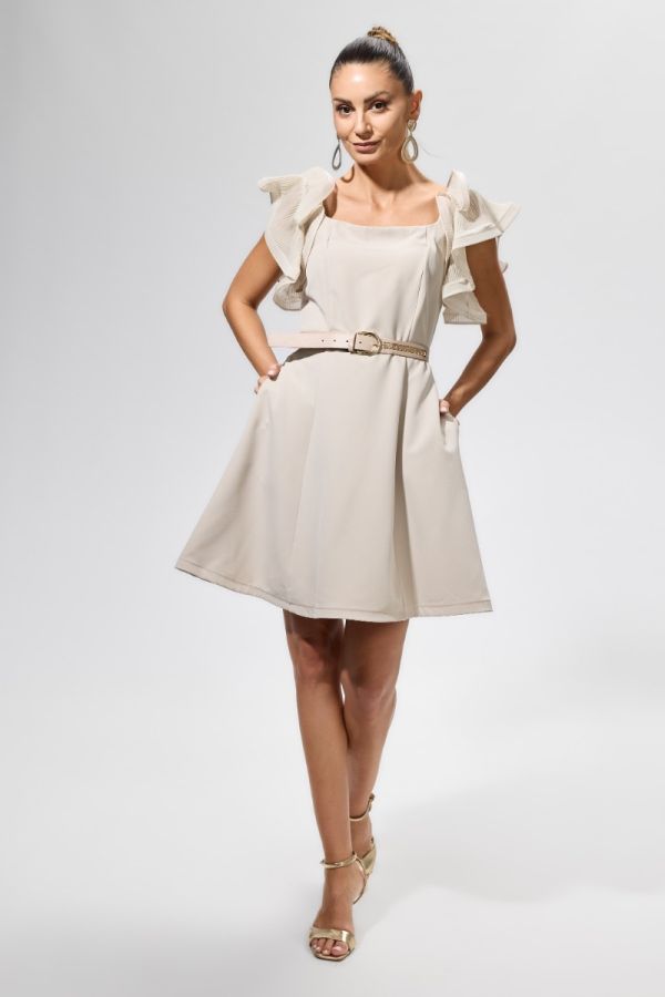 Iustina Beige Elegant Dress