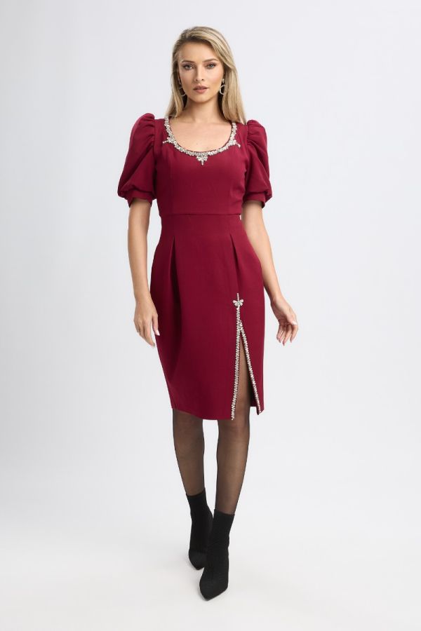 Loreen Burgundy Occasion Dress