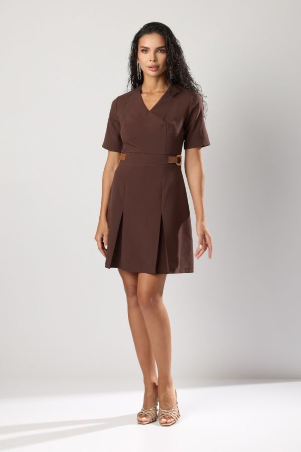 Sevda Brown Elegant Dress
