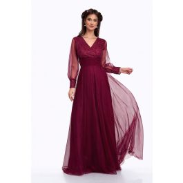 strapless open back dress Rent Saylor Gillian Red Wine Sequin Maxi Dress